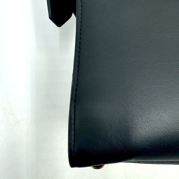 Auth Burberry Black Matte Leather Clifton Convertible 2way Handbag Purse - Picture 9 of 16